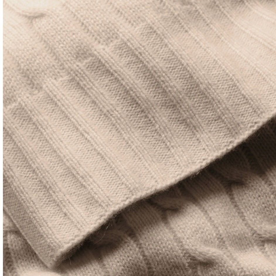 CABLE CASHMERE THROW BLANKET