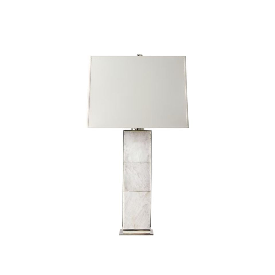 ELLIS TABLE LAMP IN POLISHED NICKEL AND QUARTZ