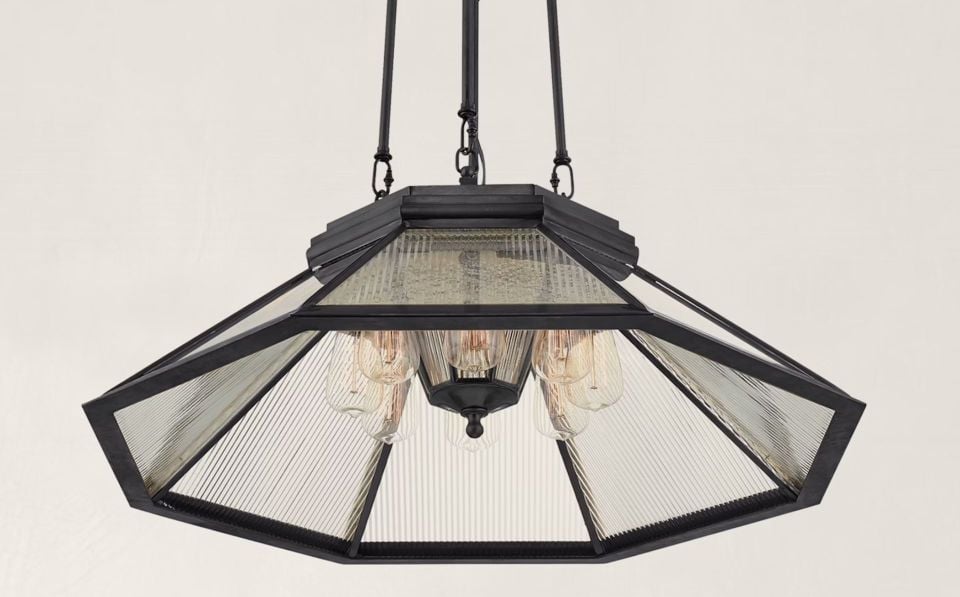 RIVINGTON MEDIUM PENDANT IN NATURAL BRASS WITH CLEAR GLASS
