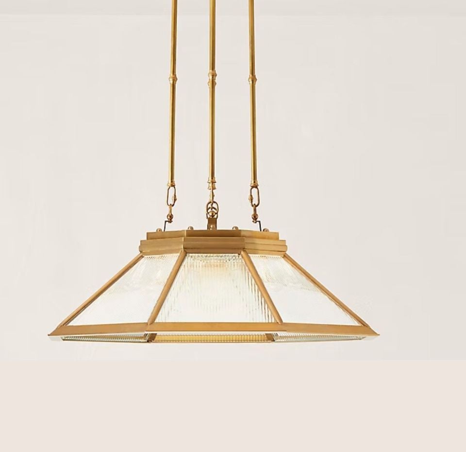 RIVINGTON MEDIUM PENDANT IN NATURAL BRASS WITH CLEAR GLASS