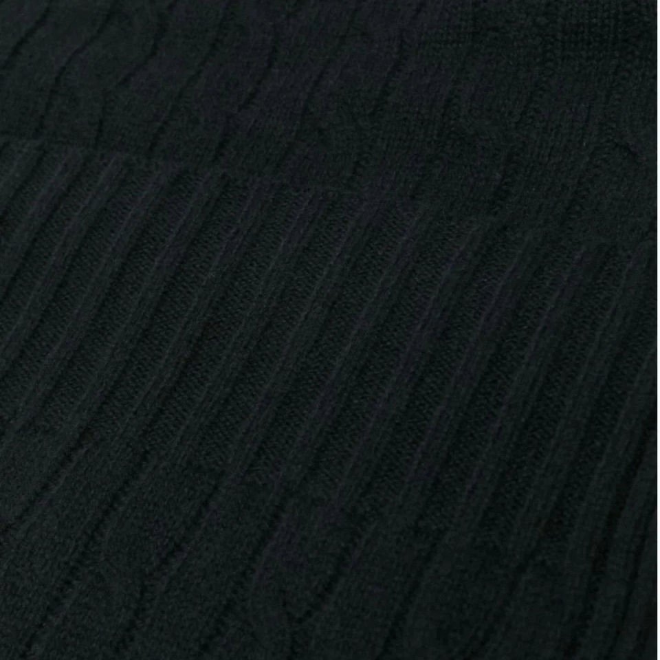 ICONIC CABLE SİYAH KAŞMİR BATTANİYE Midnight Black