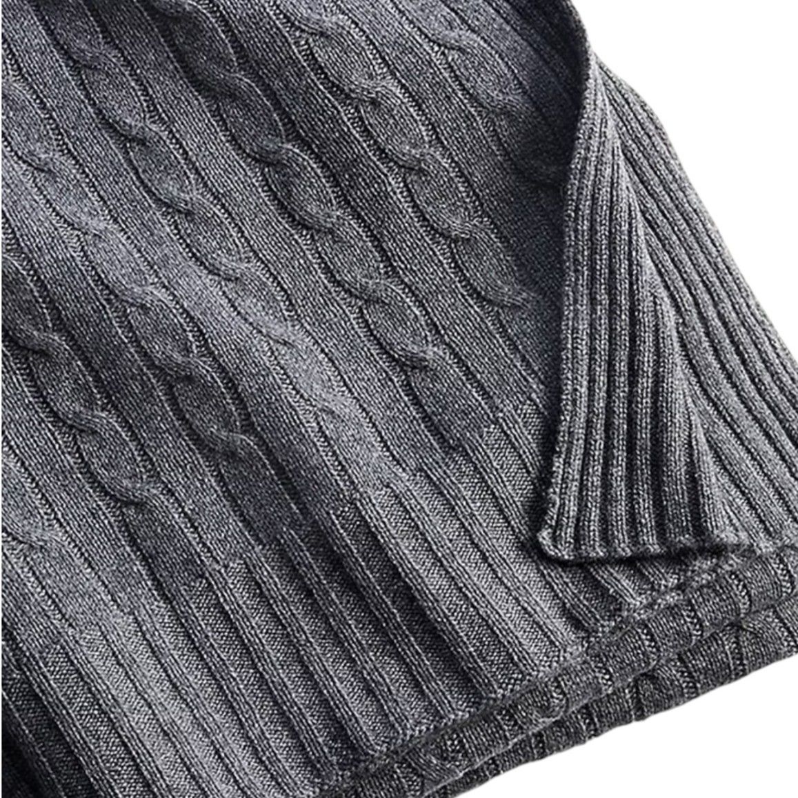 ICONIC CABLE SİYAH KAŞMİR BATTANİYE Charcoal