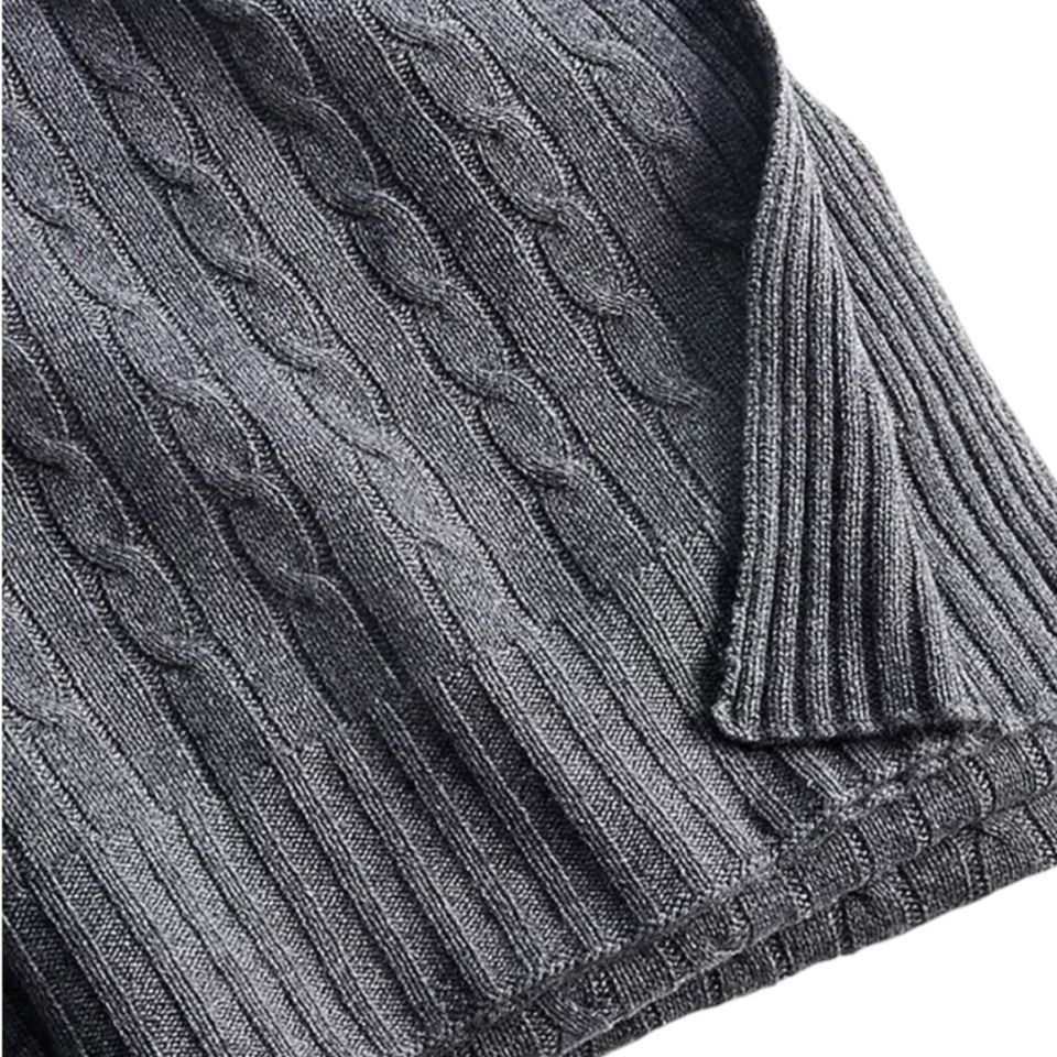 ICONIC CABLE SİYAH KAŞMİR BATTANİYE Charcoal