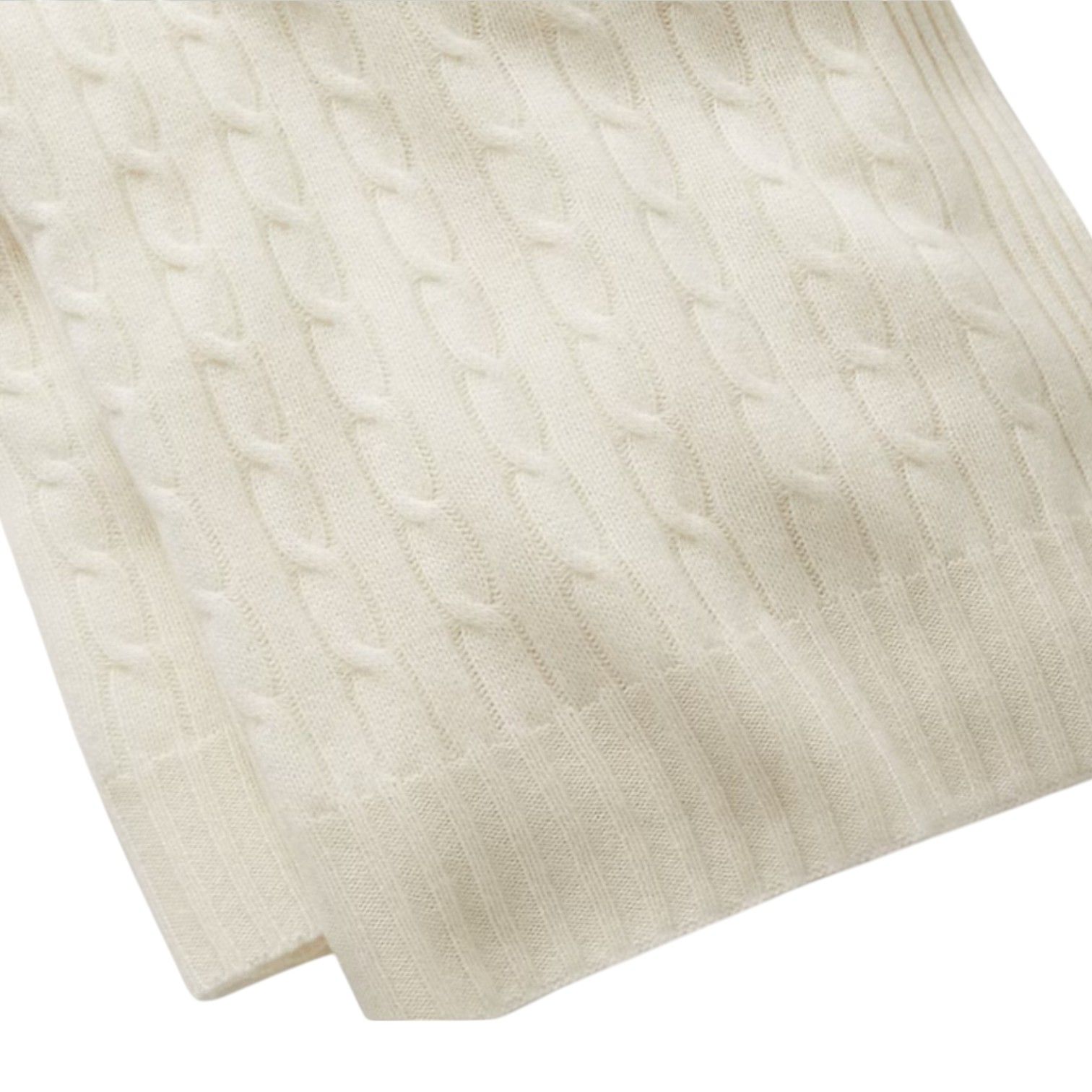 ICONIC CABLE SİYAH KAŞMİR BATTANİYE Cream