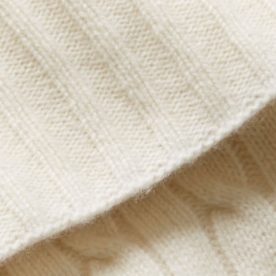 ICONIC CABLE SİYAH KAŞMİR BATTANİYE Cream