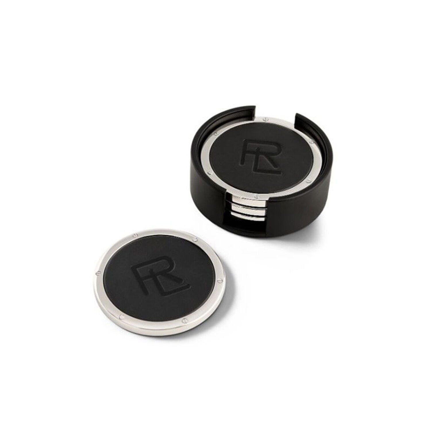 STACKED RL LEATHER COASTER SET