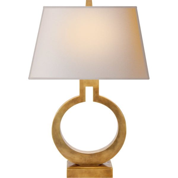 ANTIQUE-BURNISHED BRASS DECORATIVE TABLE LAMP