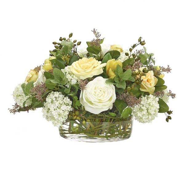 ROSE SNOWBALL, YELLOW AND WHITE TOGETHER