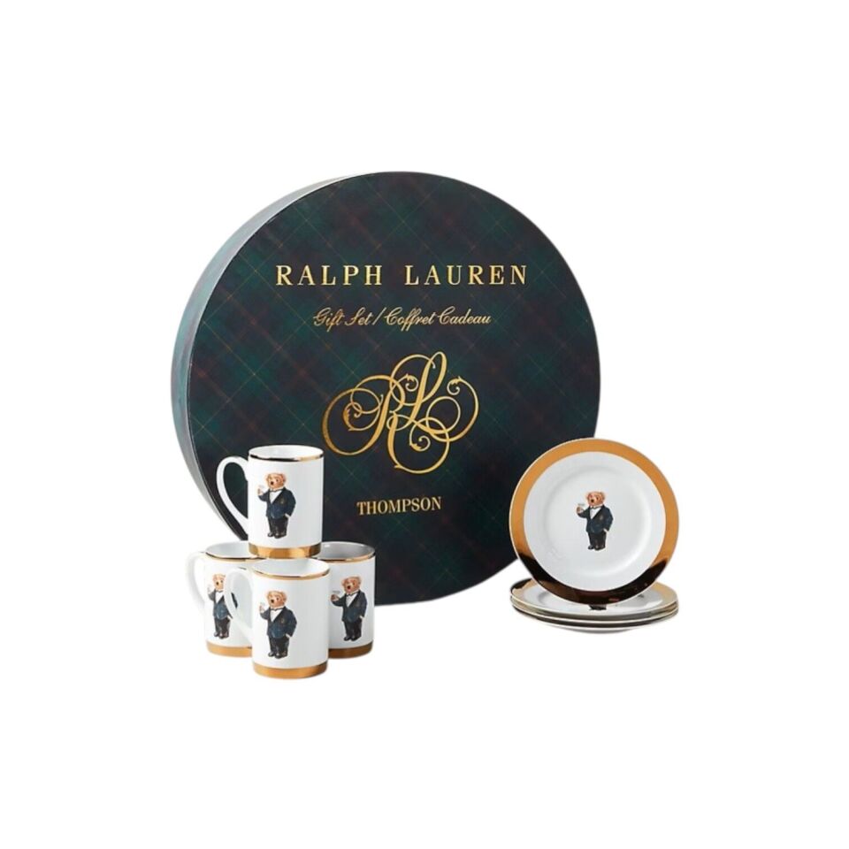 THOMPSON POLO BEAR PLATE & MUG GIFT SET (set Of Four)