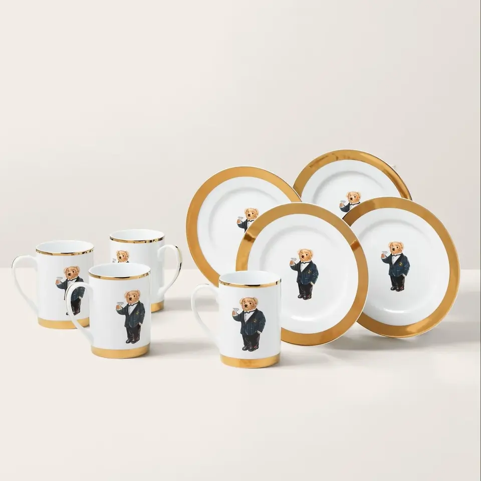 THOMPSON POLO BEAR PLATE & MUG GIFT SET (set Of Four)