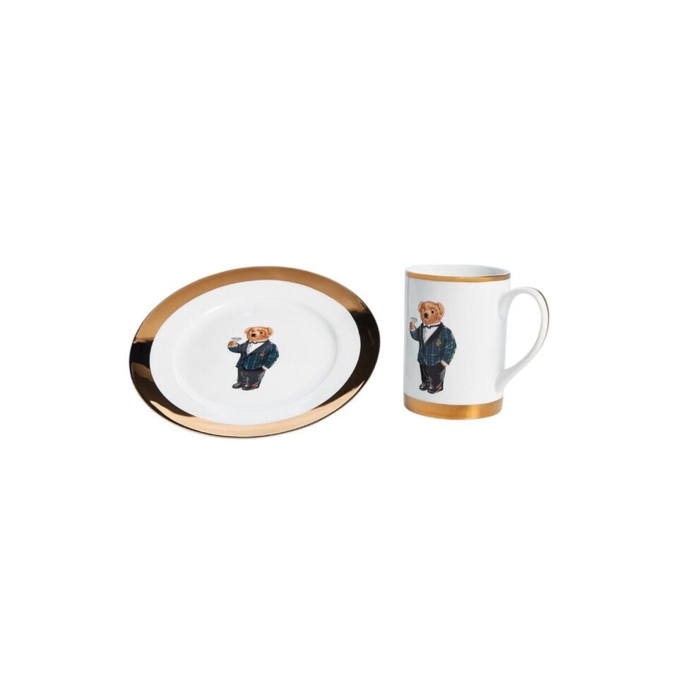 THOMPSON POLO BEAR PLATE & MUG GIFT SET (set Of Four)