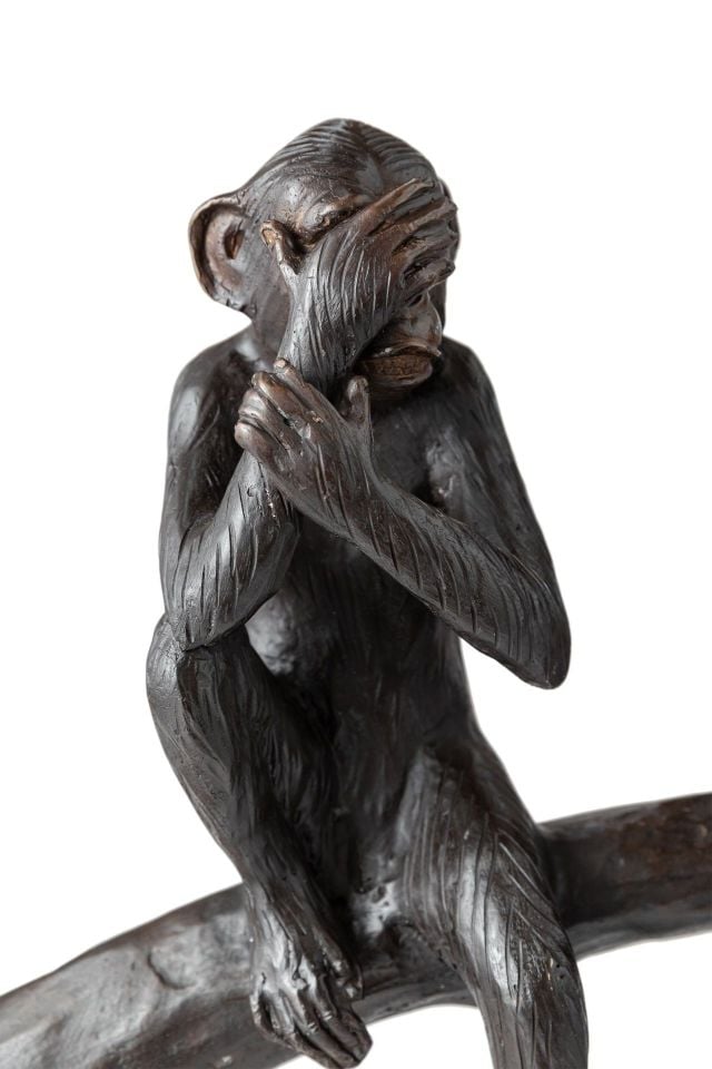 TREE MONKEYS SITTING ON A STUMP