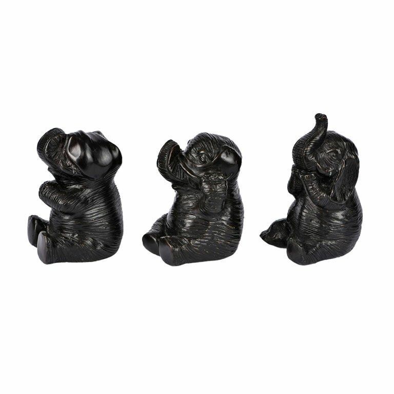SEE NO EVIL, HEAR NO EVIL, SPEAK NO EVIL BRONZE ELEPHANT SET