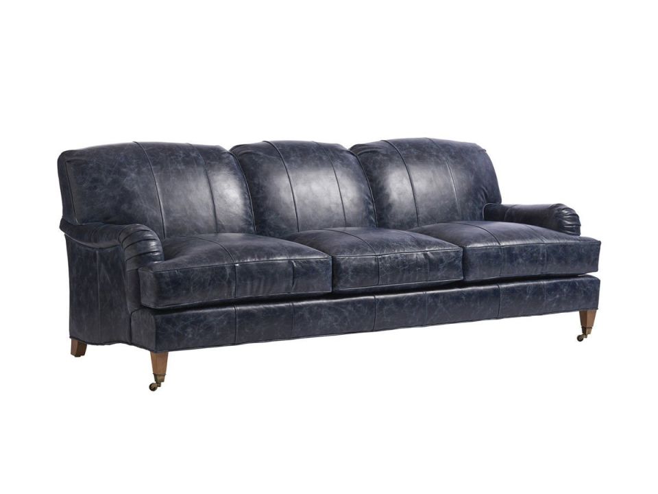 SYDNEY LEATHER SOFA WITH BRASS CASTERS