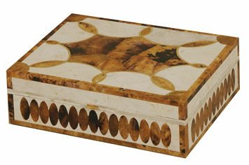 WHITE FOSSIL STONE AND TIGER PENSHELL INLAID KUTU